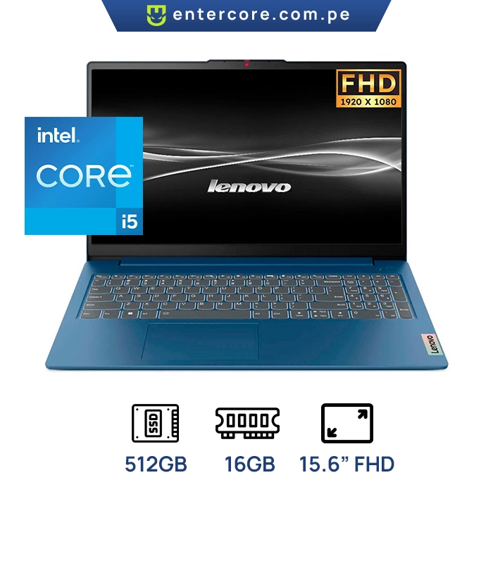 LAPTOP LENOVO IDEAPAD SLIM 3 15IAH8, Ci5-12450H, 16GB DDR5, SSD 512GB, 15.6" FHD