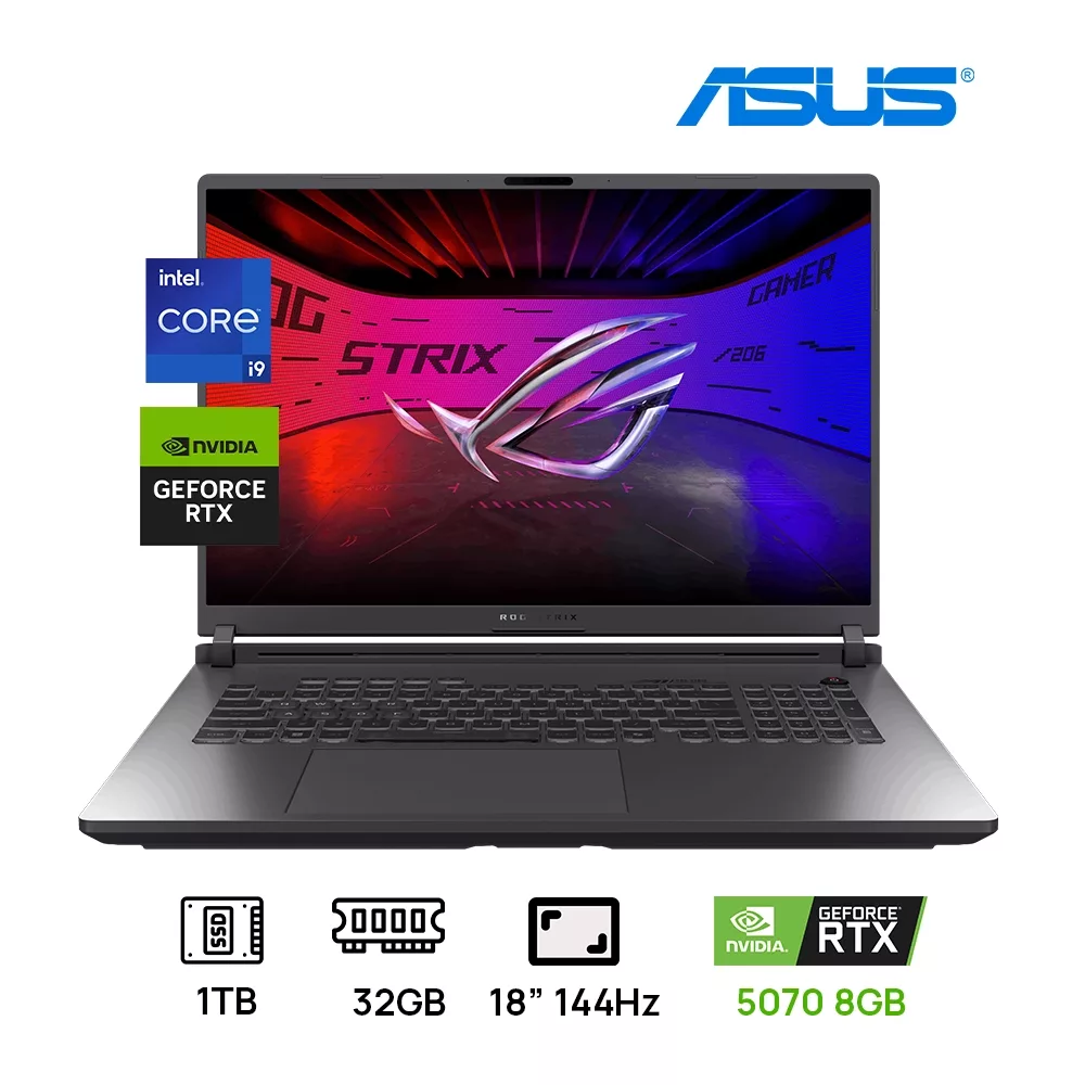 LAPTOP ASUS ROG STRIX G18 G815JPR-IS96 GAMING Core™ i9-14900HX 1TB SSD 32GB 18" (1920x1200) 144Hz WIN11 NVIDIA® RTX 5070 8192MB ECLIPSE GRAY RGB