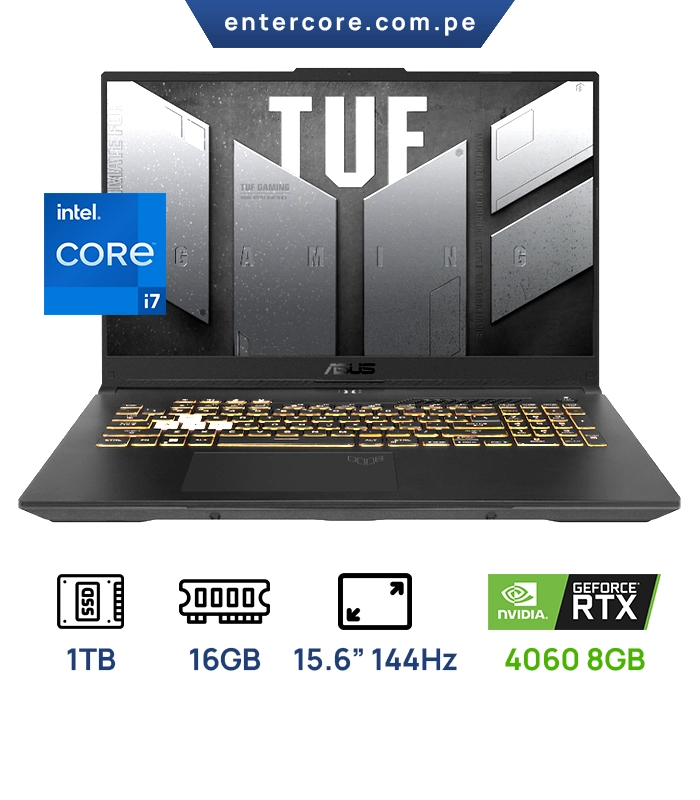 LAPTOP ASUS TUF F15 GAMING FX507VV-WS74 Intel Core i7-13620H 16GB DDR5 1TB SDD 15.6" FHD 144 HZ NVIDIA GEFORCE RTX 4060 8GB TECLADO RETORILUMIANDO