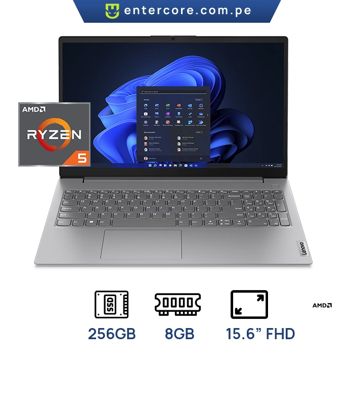 LAPTOP LENOVO V15 G4 AMN (82YU00X4LM) AMD RYZEN 3 7320U 8GB DDR5 256GB SSD 15.6" FHD /TECLADO ESPAÑOL FREE DOS