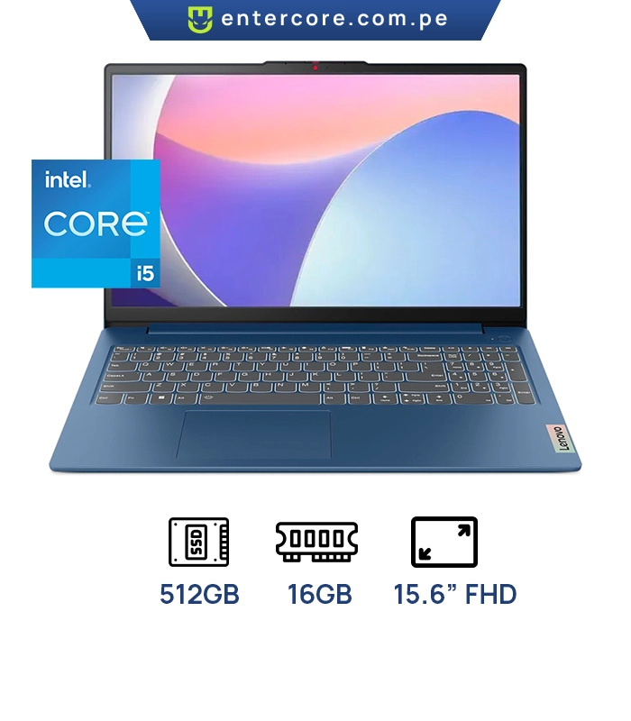 LAPTOP LENOVO IDEAPAD SLIM 3 15IRH8, Ci5-13420H, 16GB DDR5, SSD 512GB, 15.6" FHD