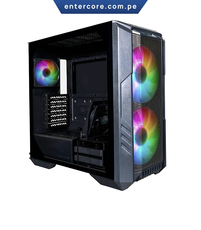 CASE CON FUENTE COOLER MASTER HAF 500 ATX 3FAN ARGB, FUENTE DE PODER 650W 80+ GOLD