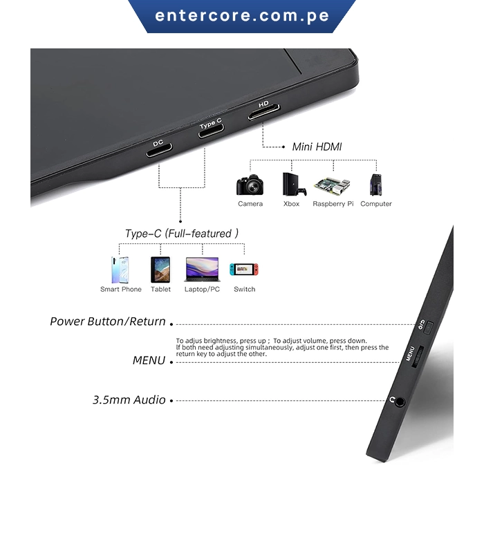 MONITOR PORTATIL AHXJKA 15.6" 1080P FHD 60HZ ULTRA SLIM USB-C ALTAVOCES