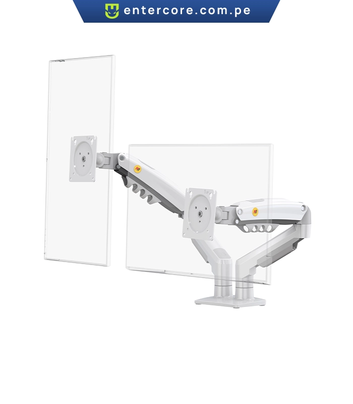 SOPORTE, BRAZO O RACK GIRATORIO NORTH BAYOU PARA ESCRITORIO DE DOBLE MONITOR, HASTA 27", WHITE