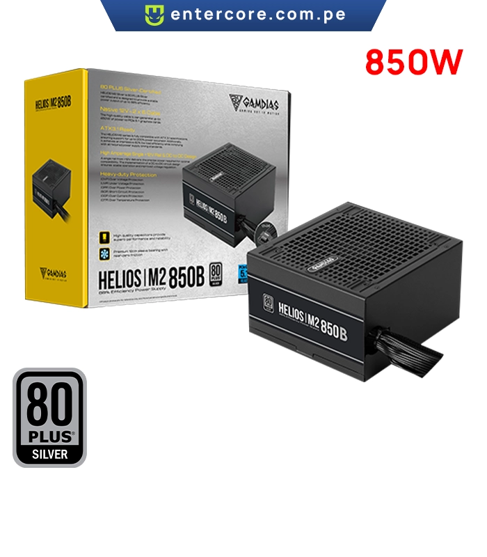 FUENTE DE PODER GAMDIAS HELIOS M2 850B 850W 80 PLUS SILVER PCe 5.1 ATX3.1 RDY