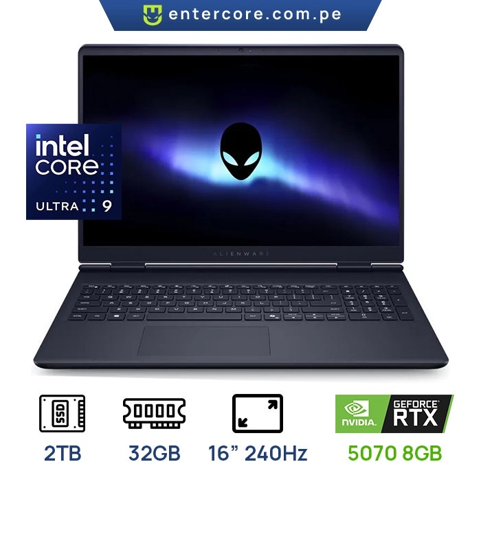 LAPTOP DELL ALIENWARE AURORA 16 LAC1625 GAMING Core™ 9 275HX 2TB SSD 32GB 16" WQXGA (2560x1600) 240Hz NVIDIA® RTX 5070 8192MB BLUE Backlit Keyboard WIN11