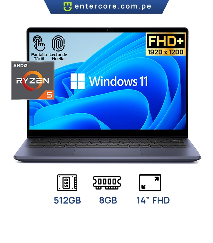 LAPTOP Dell Inspiron 7445-5333BLU 2-IN-1 AMD Ryzen™ 5 8640HS 512GB SSD 8GB 14" (1920x1200) TOUCHSCREEN WIN11 MIDNIGHT BLUE Backlit Keyboard