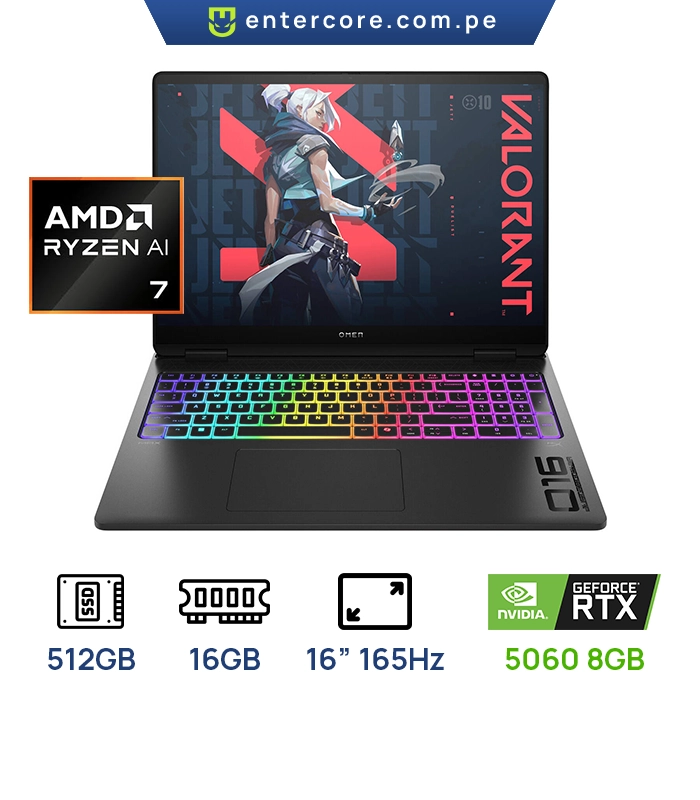 LAPTOP HP OMEN MAX 16-AK0000 GAMING AMD Ryzen™ AI 7 H 35 512GB SSD 16GB 16" (1920x1200) IPS WIN11 NVIDIA® RTX 5060 8192MB SHADOW BLACK RGB Backlit Keyboard
