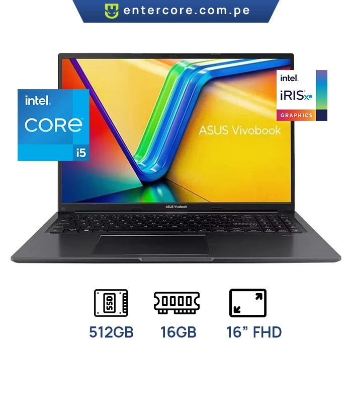 LAPTOP ASUS VIVOBOOK X1605ZA-MB292 INTEL CORE i5 12500H 16GB 512GB SSD 16" WUXGA IPS INTEL IRIS XE GRAPHICS TECLADO ESPAÑOL FREE DOS
