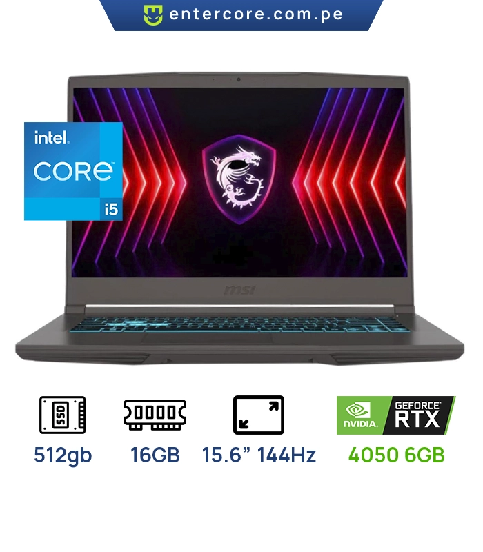 LAPTOP MSI THIN 15 B13VE-3023US GAMING Core™ i5-13420H 512GB SSD 16GB 15.6" (1920x1080) 144Hz FHD NVIDIA® RTX 4050 6144MB