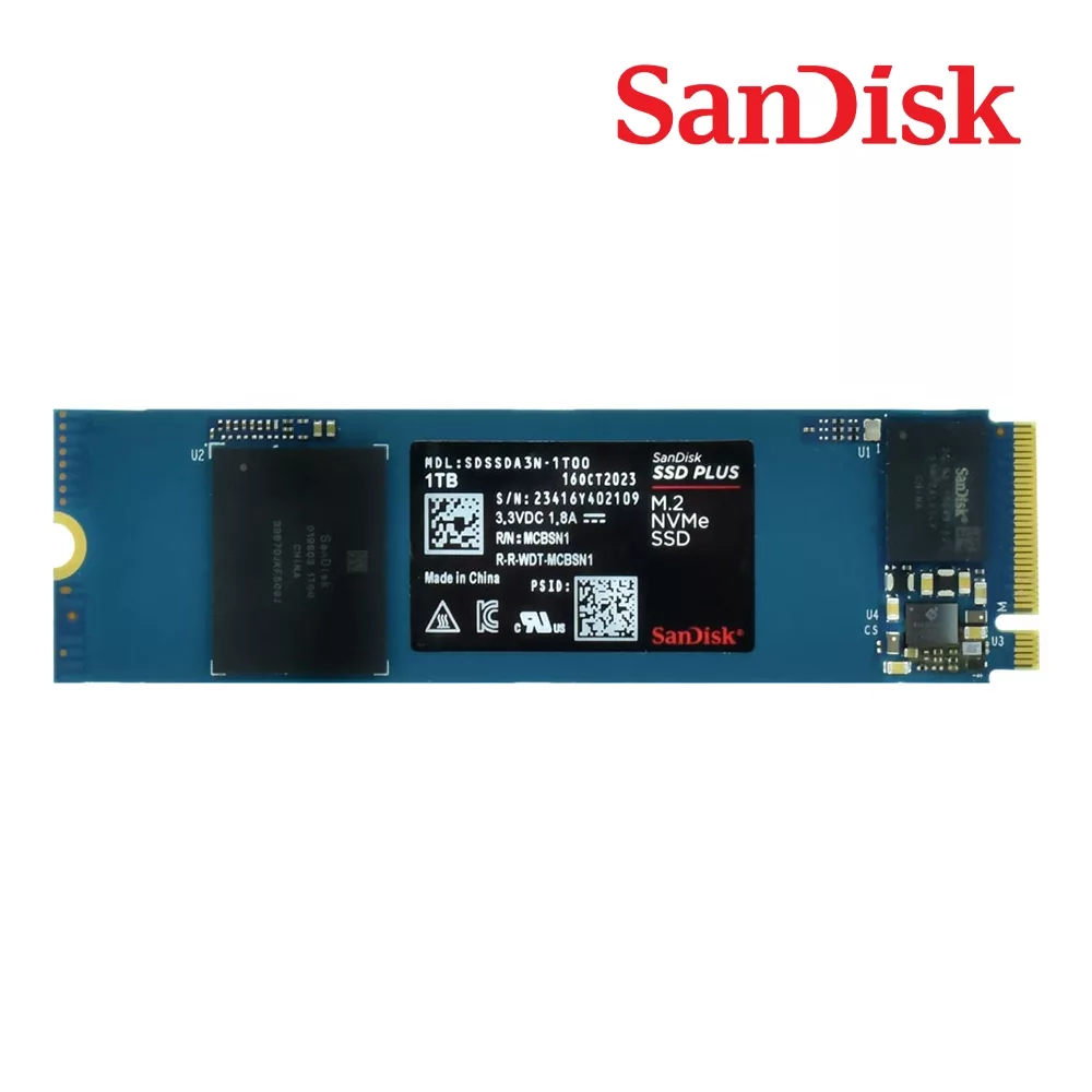 ALMACENAMIENTO SOLIDO SSD SANDISK PLUS 1TB M.2 NVMe PCIe Gen 3.0 3200MB/S