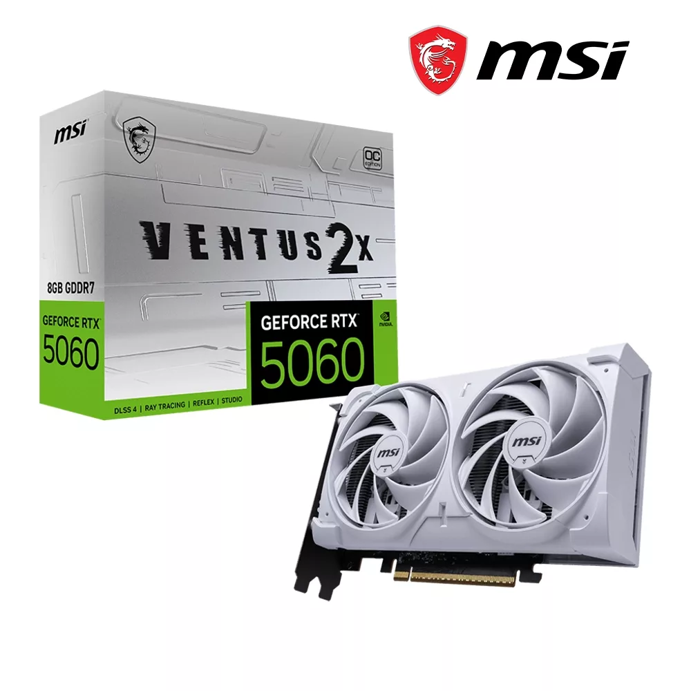 TARJETA DE VIDEO MSI VENTUS 2X NVIDIA RTX5060 8GB OC GDDR7 WHITE