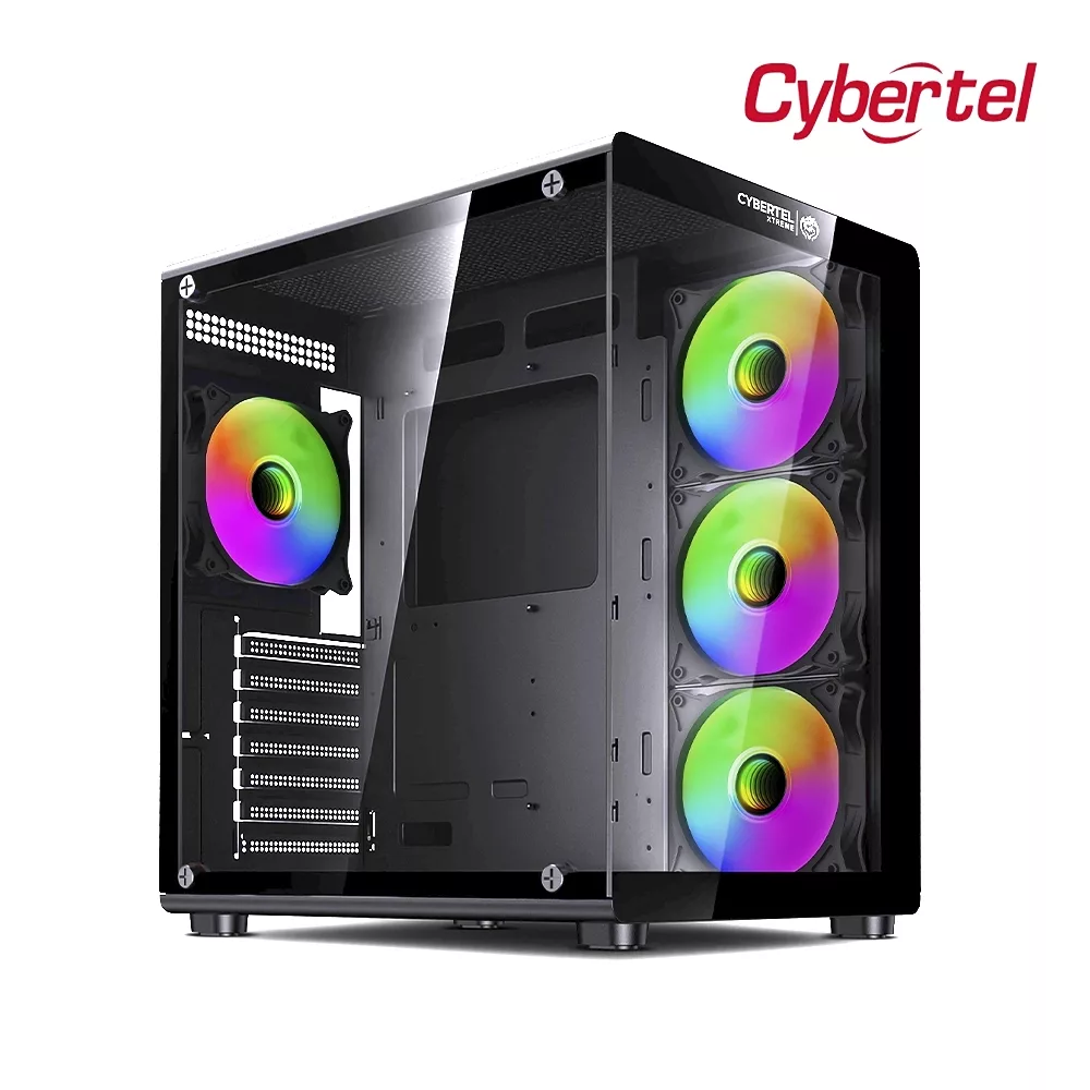 CASE CYBERTEL XTREME CBX C502 USB C 4FAN RGB PECERA S/FUENTE BLACK