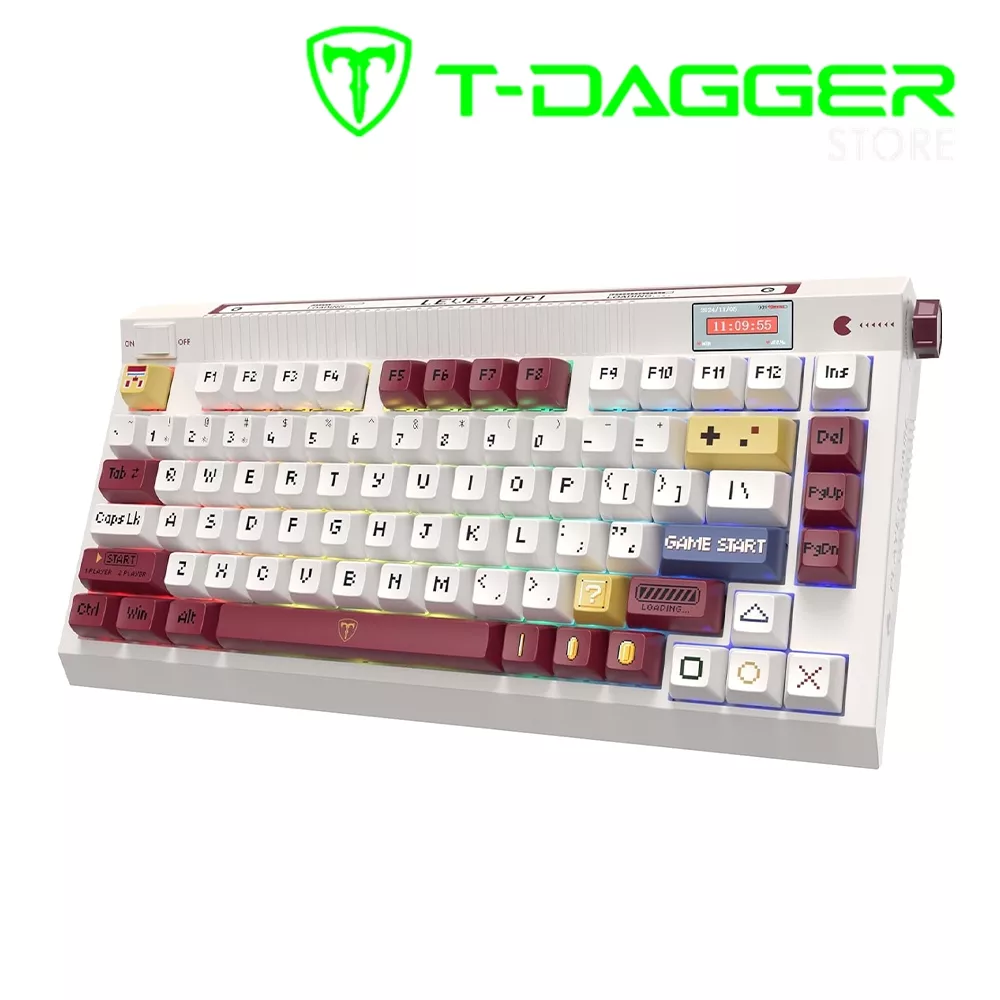 TECLADO MECANICO RYSOPHY PC423A WIRELESS USB-C OPTICO STILO RETRO RED Y BLANCO