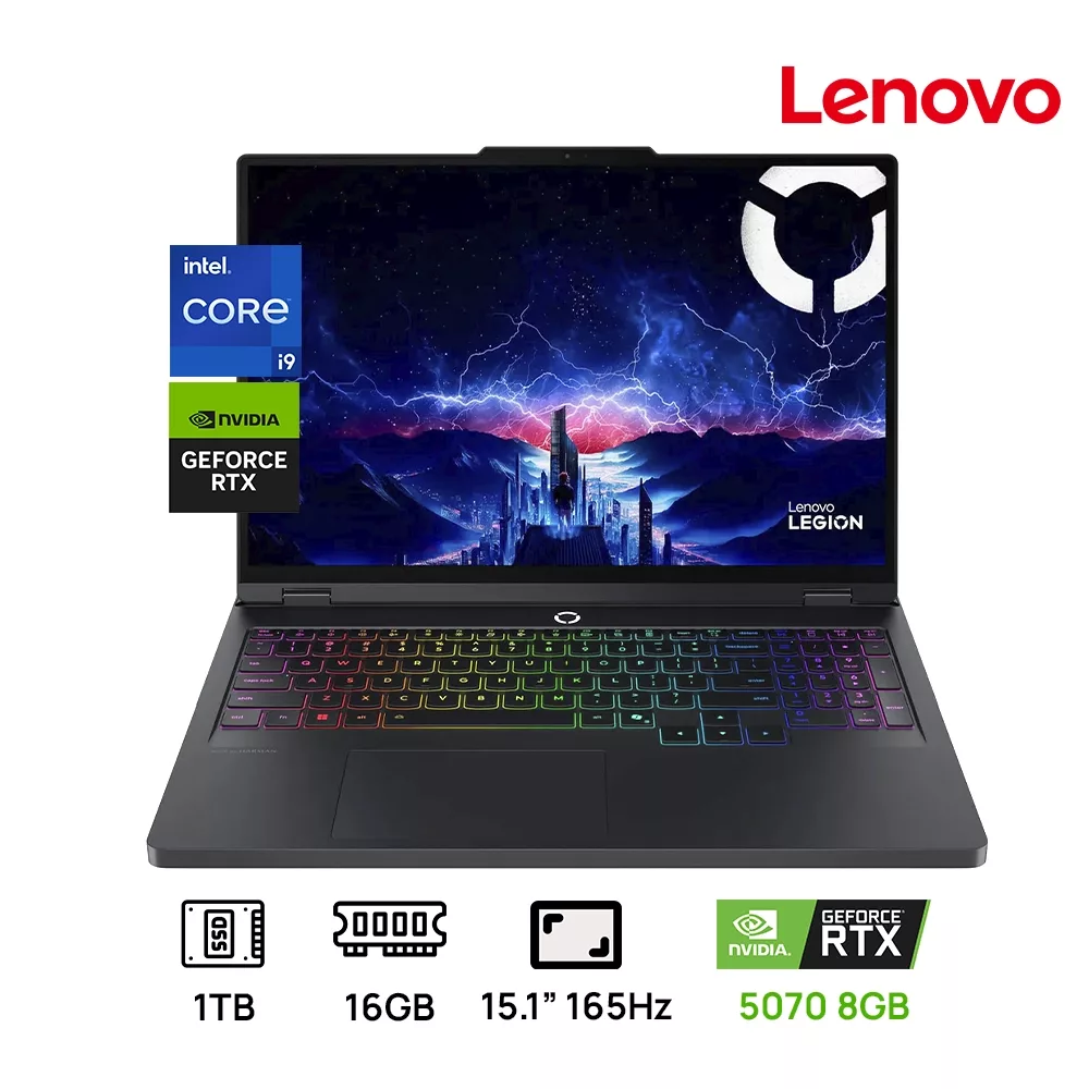 LAPTOPLENOVO LEGION 5 15IRX10 GAMING INTEL CORE I9-14900HX 1TB SSD 16GB DDR5 15.1 WQXGA (2560X1600)165 HZ NVIDIA GEFORCE RTX 5070 8GB WIN 11 COLOR ECLIPSE BLACK