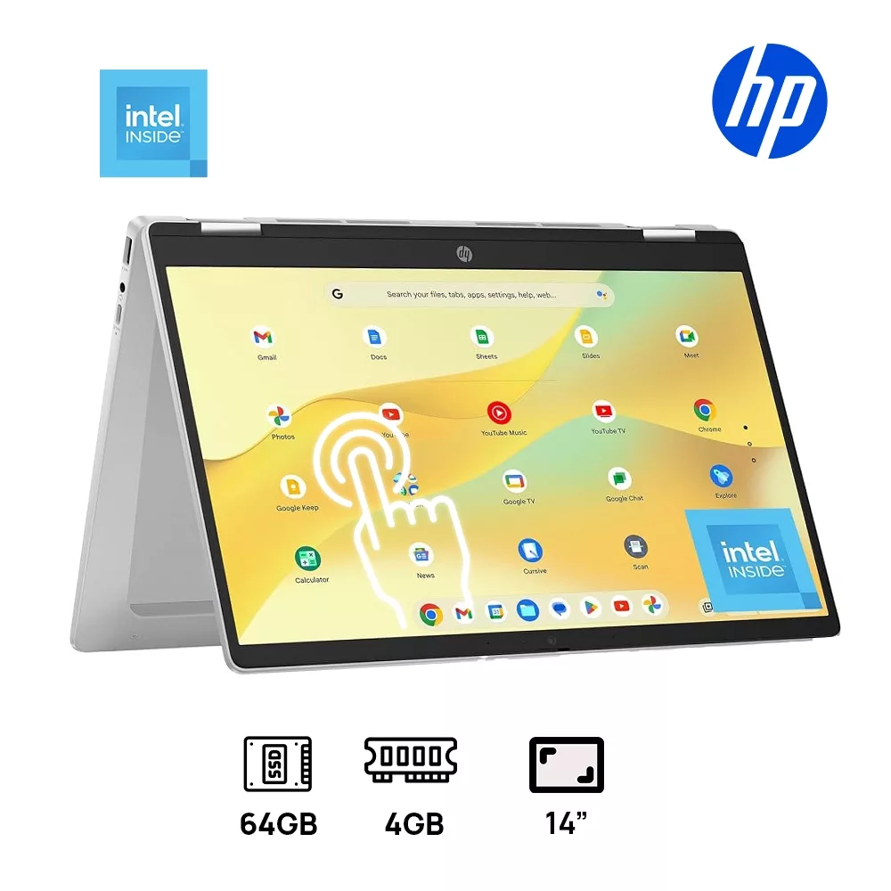 LAPTOP HP CHROMEBOOK X360 14B-CD0130WM 2-IN-1 Intel® N100 64GB eMMC 4GB 14" (1366x768) TOUCHSCREEN Chrome OS SKY BLUE