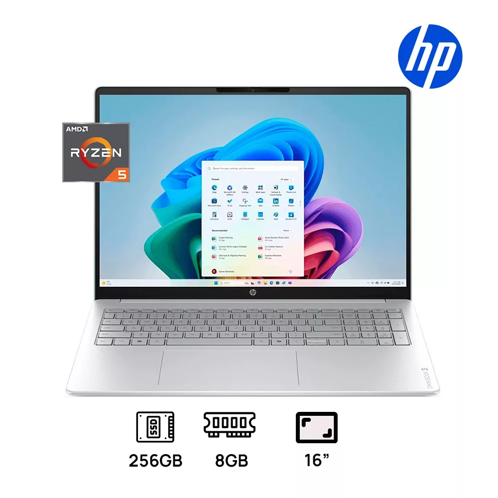 LAPTOP HP OMNIBOOK 3 16-BY0015DX AMD RYZEN 5 40 256GB SSD 8GB DDR5,16 WUXGA (1920X1200) TOUCHSCREEN WIN 11 COLOR GLACIER SILVER TACTIL