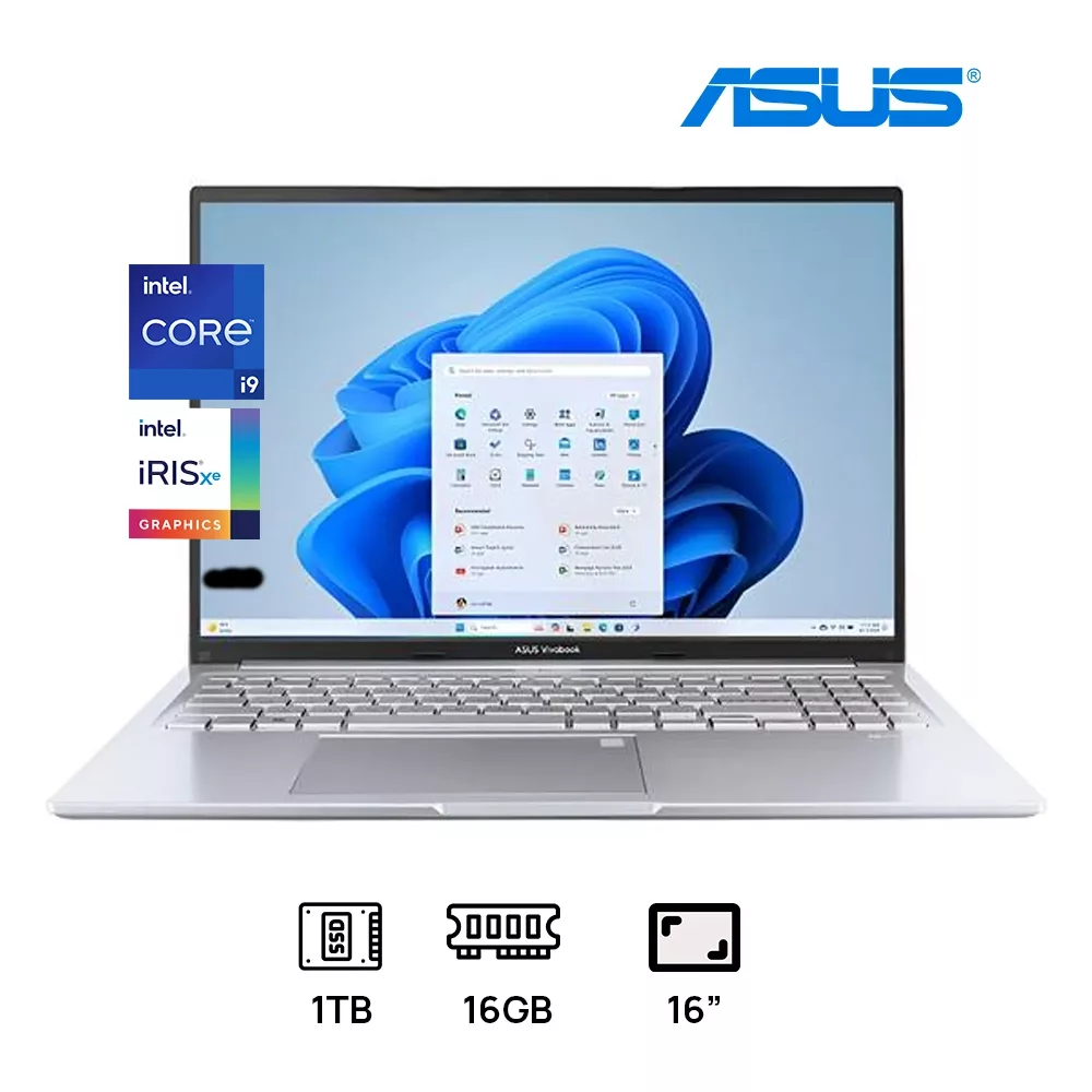 LAPTOP ASUS VIVOBOOK F1605VA-WS96 INTEL CORE I9-13900H 1TB SSD 16GB DDR4 , 16" WUXGA (1920X1080) WIN 11 COLOR COOL SILVER