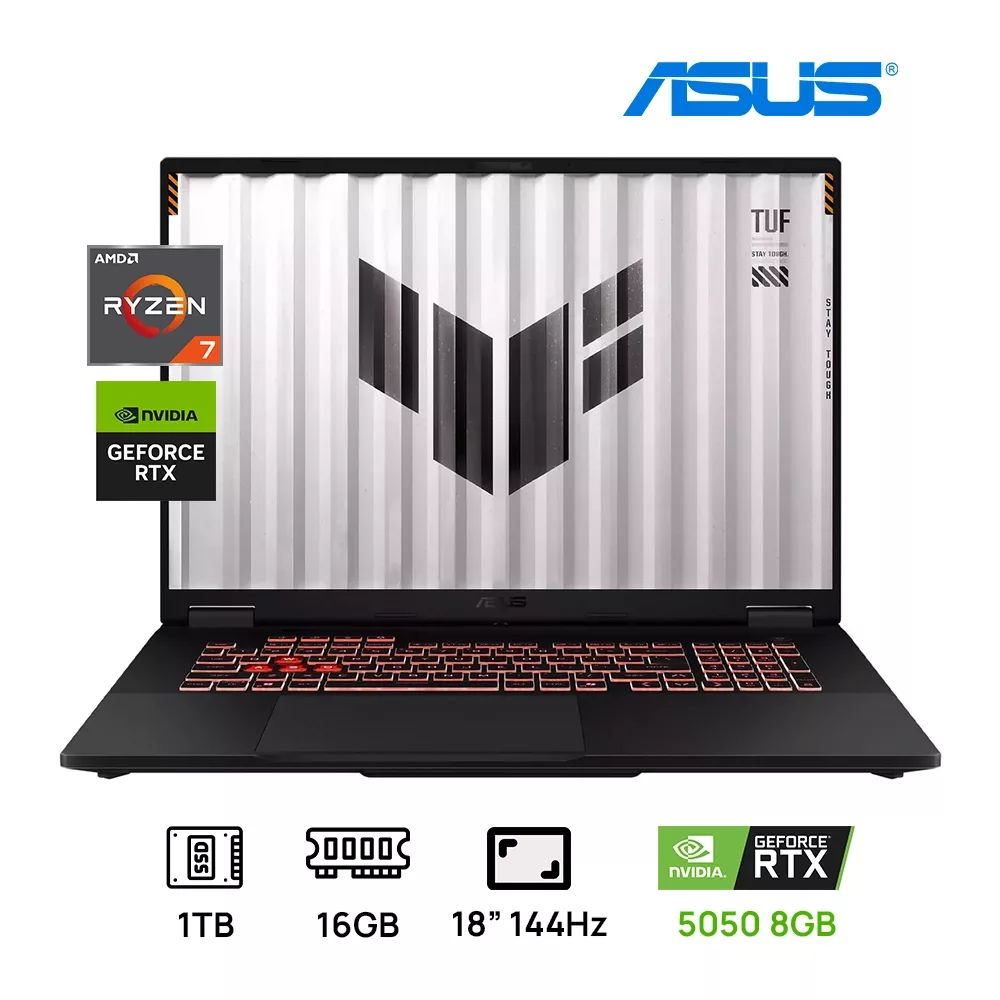 LAPTOP ASUS TUF GAMING A18 FA808UH-RS74 AMD RYZEN 7 260 16Gb 1TB SSD, 18” (1920x1200) 144Hz WIN11 NVIDIA GeForce RTX 5050 8192MB