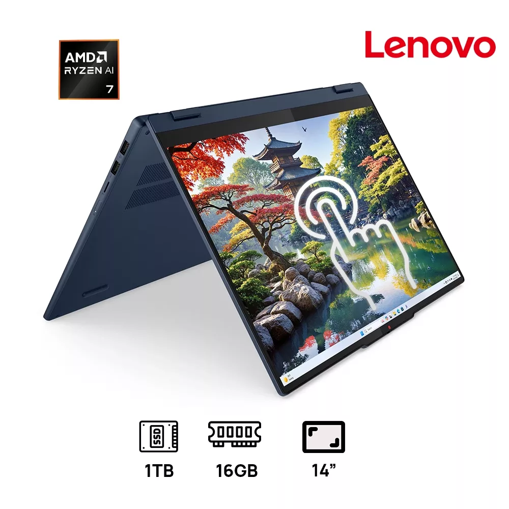 LAPTOP LENOVO IDEAPAD 5 2-IN-1 14AKP10 Ryzen™ AI 7 350 1TB SSD 16GB 14" WUXGA (1920x1200) TOUCHSCREEN IPS WIN11 COSMIC BLUE RF