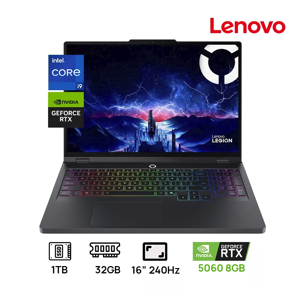 LAPTOP LENOVO LEGION PRO 5 16IRX10 GAMING INTEL CORE™ i9 14900HX 1TB SSD 32GB 16" WQXGA (2560x1600) 240Hz NVIDIA® RTX 5060 8192MB ECLIPSE BLACK RGB Backlit Keyboard