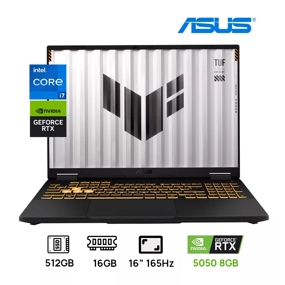 LAPTOP ASUS TUF F16 FX608JHR-RV314 GAMING INTEL Core™ i7-14650HX 512GB SSD 16GB DDR5 16" (1920x1200) 165Hz NVIDIA® RTX 5050 8GB JAEGAR GRAY Backlit Keyboard