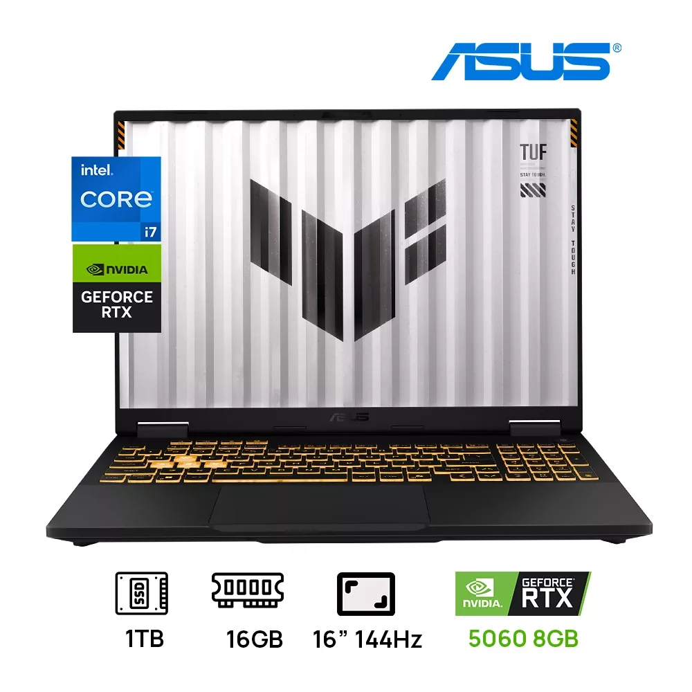 LAPTOP ASUS TUF F16 FX608JHR-RV197 INTEL Core™ i7-14650HX 1TB SSD 16GB DDR5 16" WUXGA (1920x1200)144Hz NVIDIA® RTX 5060 8192MB JAEGAR GRAY Backlit Keyboard