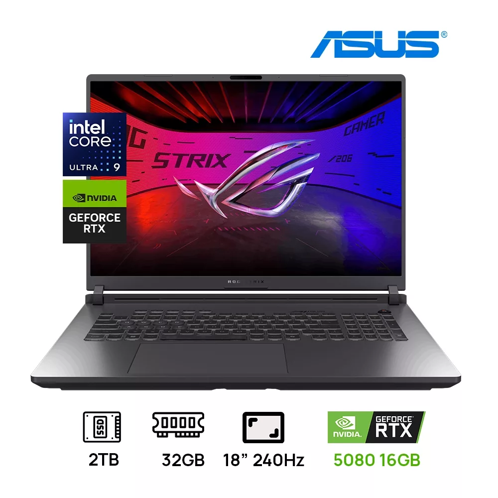 LAPTOP ASUS ROG STRIX G18 G815LW-G18.U95080 CORE ULTRA 9 275HX 32GB DDR5 2TB SSD GEFORCE RTX 5080 16GB 18” 2.5K WQXGA (2560X1600) 240HZ