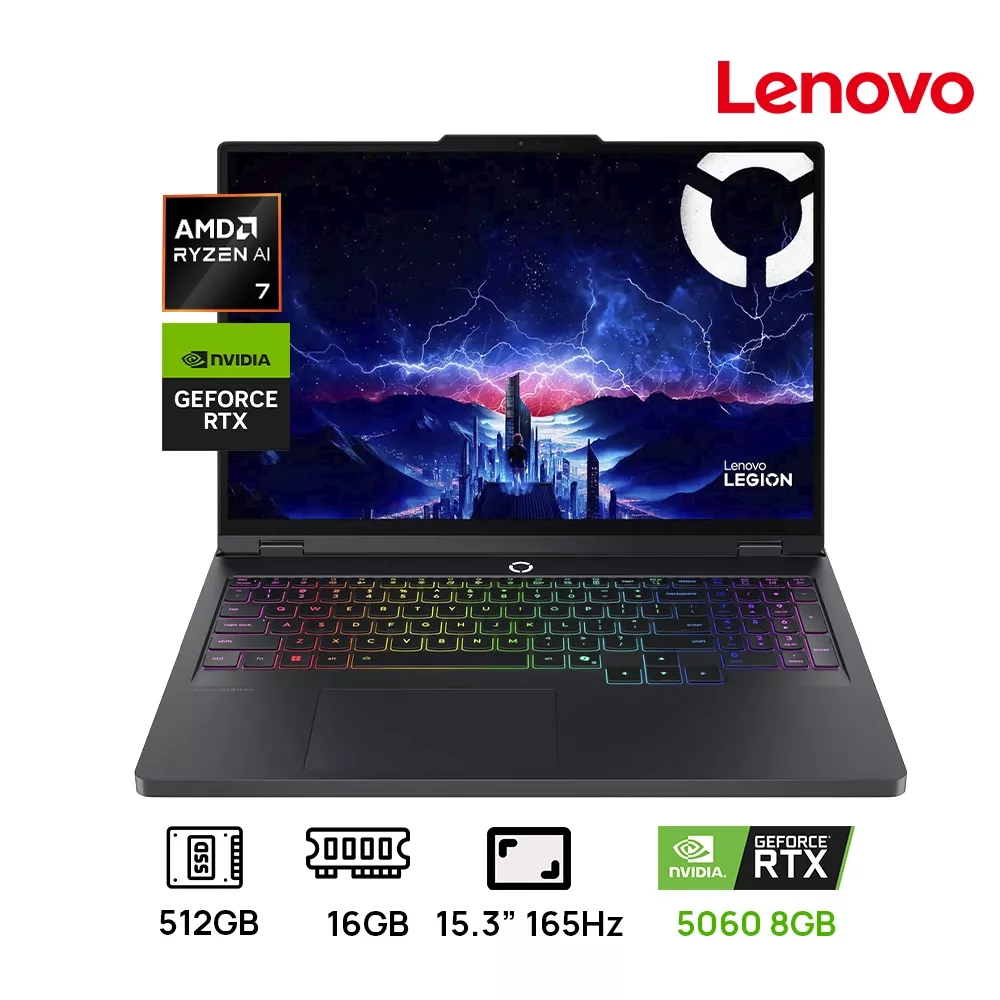 LAPTOP LENOVO LEGION 5 15AHP10 GAMING Ryzen™ 7 260 512GB SSD 16GB 15.3" WUXGA (1920x1200)165Hz NVIDIA® RTX 5060 8192MB ECLIPSE BLACK Backlit Keyboard WIN11