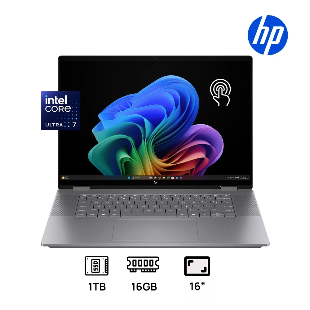 LAPTOP HP OMNIBOOK X FLIP 16-AS0023DX INTEL CORE ULTRA 7 256V 1TB SSD 16GB DDR5 16" FHD+ 2K (1920X1200) TOUCHSCREEN COLOR GRIS ECLIPSE