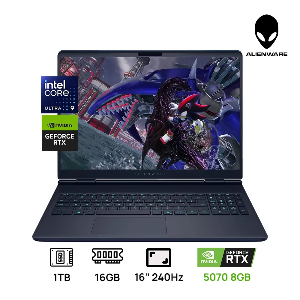 LAPTOP DELL ALIENWARE 16X AURORA AC16251 GAMING INTEL Core™ Ultra i9-275HX 1TB SSD 16GB 16" QWXGA (2560x1600) 240Hz NVIDIA® RTX 5070 8192MB Backlit Keyboard
