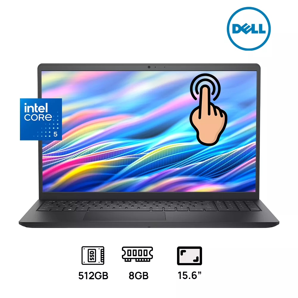 LAPTOP DELL LDC15250 INTEL CORE I5 1334U 512GB SSD 8GB DDR5 INTEL UHD GRAPHICS 15.6 FHD (1920 X 1080) TOUCHSCREEN CARBON BLACK