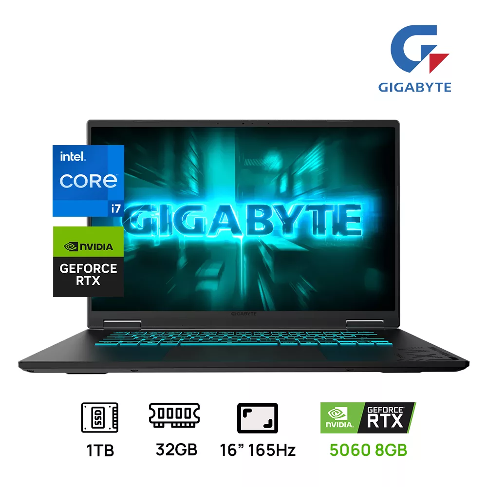 LAPTOP GIGABYTE A16 CVHI3US864SH INTEL CORE I7-13620H 1TB SSD 32GB DDR5 16 WUXGA (1920X1200) 165HZ GEFORCE RTX 5060 8GB BLACK STEEL