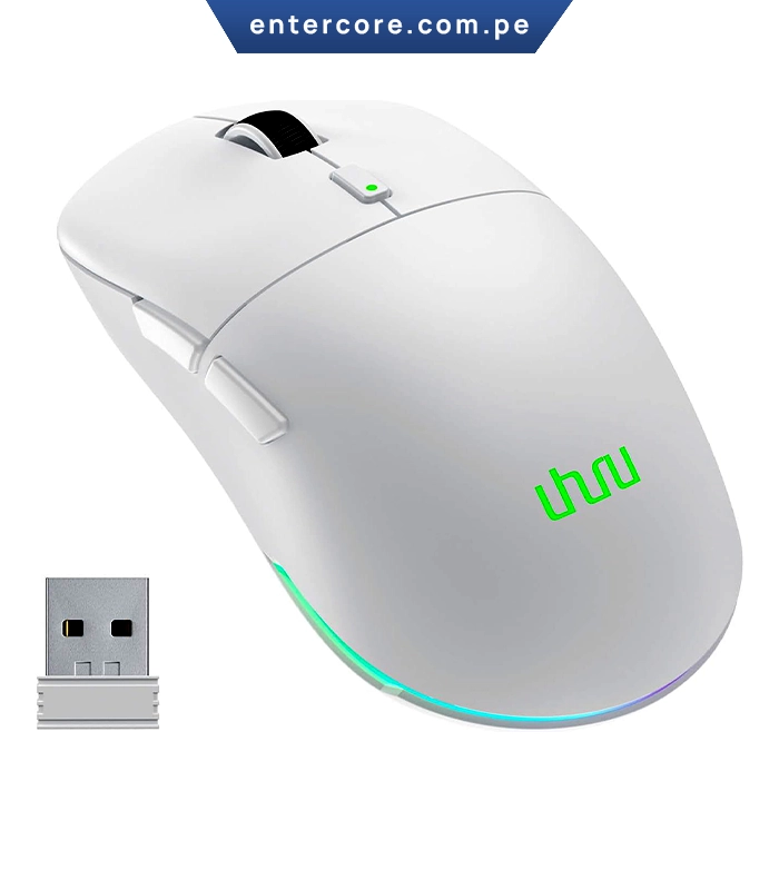 MOUSE OPTICO UHURU WM-09 RGB 26000DPI PAW3395 WIRELESS WHITE