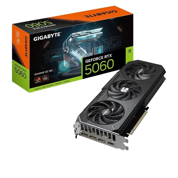 TARJETA DE VIDEO GIGABYTE RTX5060 8GB GDDR7 OC 3 FAN DLSS BLACK