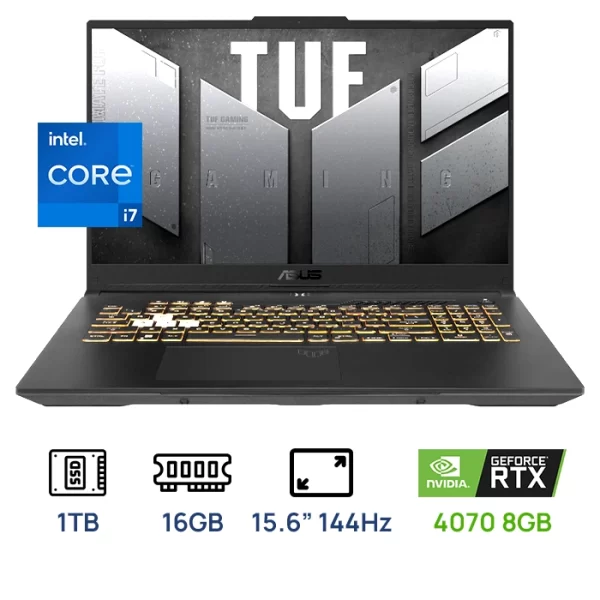 LAPTOP ASUS TUF GAMING FX507VI-F15.I74070 INTEL I7 13620H 16GB DDR5 1TB RTX4070 8GB 15.6" 144HZ WIN 11 TECLADO ILUMINADO