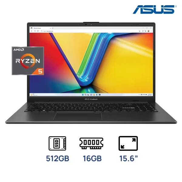 LAPTOP ASUS VIVOBOOK GO 15-R5 7520U - 16GB DDR5 -512GB PCE 4.0, 15.6 " FHD LECTOR DE HUELLAS