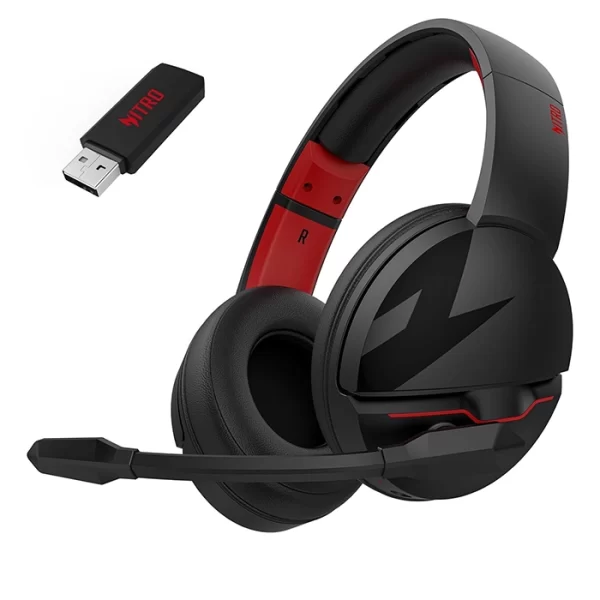 AURICULARES ACER NITRO K2 WIRELESS GAMING HEADSET MICROFONO BLACK RED