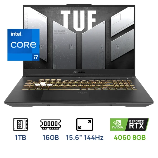 LAPTOP ASUS TUF F15 FX507VV-WS74 GAMING Core™ i7-13620H 1TB SSD 16GB 15.6" (1920x1080) 144HZ WIN11 NVIDIA® RTX 4060 8192MB MECHA GRAY Backlit Keyboard