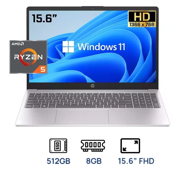 LAPTOP HP 15‑fc0079LA AMD RYZEN 5 7520U 8GB DDR5 512GB SSD 15.6" FHD AMD RADEON INTEGRADO WIN 11