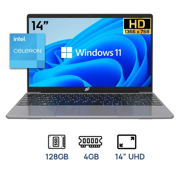 LAPTOP HUNDAI HYBOOK PLUS HT14CC1C46SG INTEL CELERON N4020 4GB DDR4  128GB SSD 14"HD /INTEL(R) UHDGraphisc600 TECLADO ESPAÑOL WINDOWS 11HOME