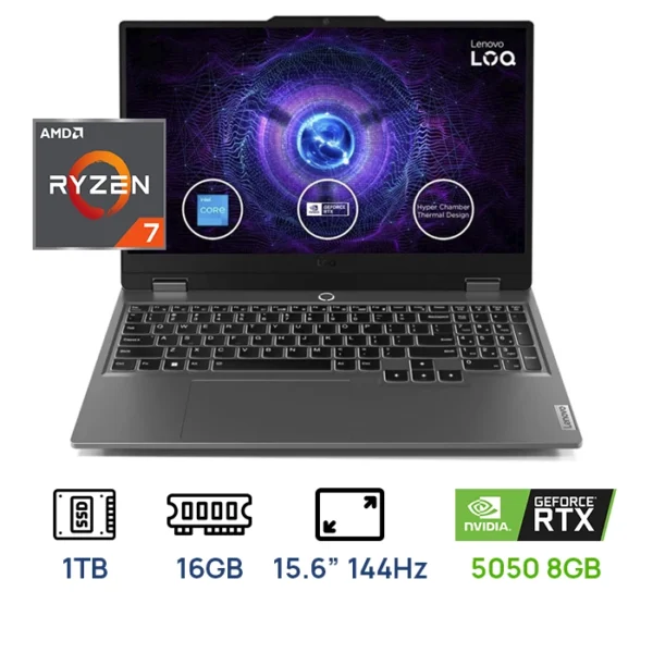 LAPTOP LENOVO LOQ 15AHP10 GAMING AMD Ryzen™ 7 250 1TB SSD 16GB 15.6" (1920x1080) 144Hz LUNA GRAY NVIDIA® RTX 5050 8192MB  Backlit Keyboard WIN11