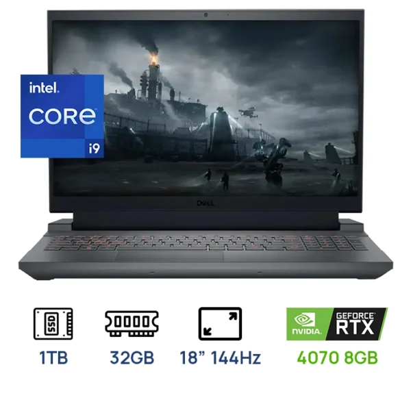 LAPTOP DELL ALIENWARE M18 R2 AWM18R9494BLK-PUS INTEL CORE I9 – 14900HX 32GB DDR5 DISCO: 1TB SSD PANTALLA: 18” QHD 2560X1600 165Hz NVIDIA GEFORCE RTX 4070 8GB TECLADO ILUMINADO WINDOWS 11