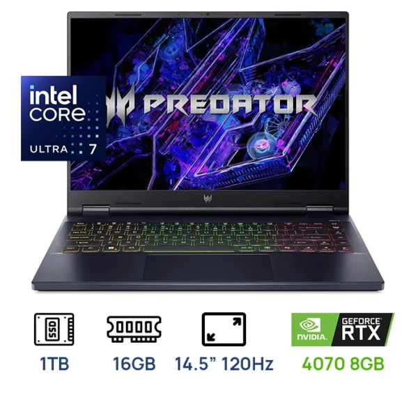 LAPTOP ACER PREDATOR HELIOS NEO 14 PHN14-51-79UB GAMING Core™ Ultra 7 155H 1TB SSD 16GB 14.5" (2560x1600) 120Hz NVIDIA® RTX 4070 8192MB ABYSSAL BLACK Backlit Keyboard WIN11