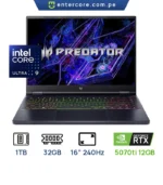 LAPTOP ACER PREDATOR HELIOS NEO 16S PHN16S-71-98RF GAMING  Core™ Ultra 9 275HX 1TB SSD 32GB 16" (2560x1600) 240Hz NVIDIA® RTX 5070Ti 12288MB WIN11 BLACK Backlit Keyboard