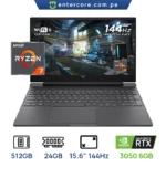 LAPTOP HP VICTUS 15-FB3019LA AMD RYZEN 7 7445HS 24GB DDR5 (8gb+16gb extra) SSD 512GB M.2 NVIDIA RTX3050 6GB 15.6″ (1920 X1080) 144hz