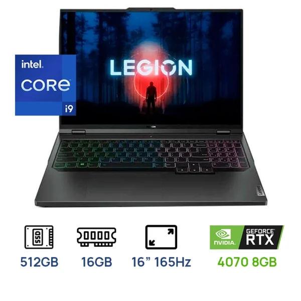 LAPTOP LENOVO LEGION 5 16IRX9, 16" WQXGA IPS, Core i9-14900HX 16GB DDR5-5600 SSD 512GB NVIDIA GeForce RTX 4070 8GB GDDR6 (2560x1600) WQXGA 165HZ
