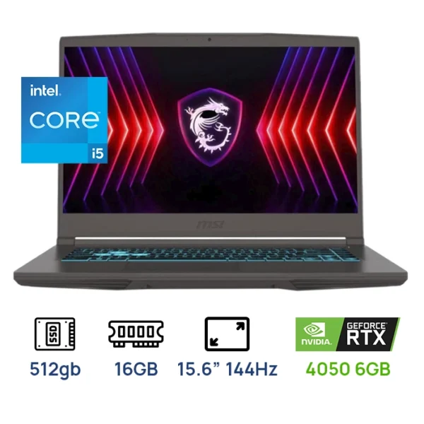 LAPTOP MSI THIN 15 B13VE-3023US GAMING Core™ i5-13420H 512GB SSD 16GB 15.6" (1920x1080) 144Hz FHD  NVIDIA® RTX 4050 6144MB