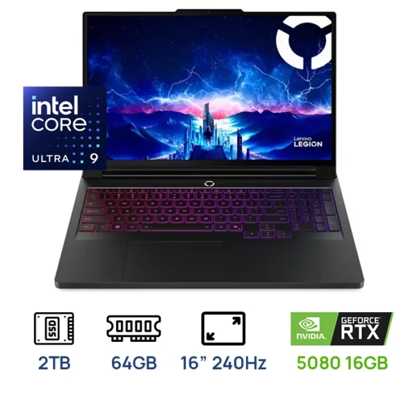 LENOVO LEGION PRO 7i 83F5006HUS INTEL CORE ULTRA 9 SERIE 2 275HX 64GB,2TB PANTALLA: 16” WQXGA OLED 2560X1600 240Hz GEFORCE RTX 5080 16GB TECLADO RGB ILUMINADO WINDOWS11 HOME