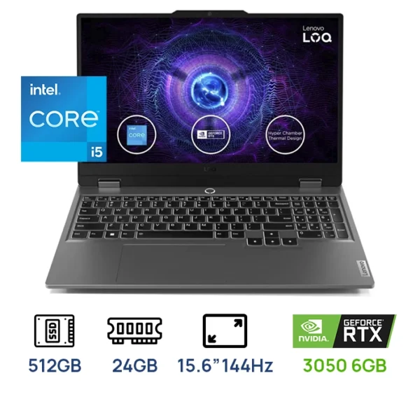 LAPTOP LENOVO LOQ 15IAX9 15.6″ Core i5-12450HX 24GB DDR5 (8+16GB EXTRA) 512GB SSD M.2 NVIDIA GeForce RTX 3050 (6GB GDDR6)
